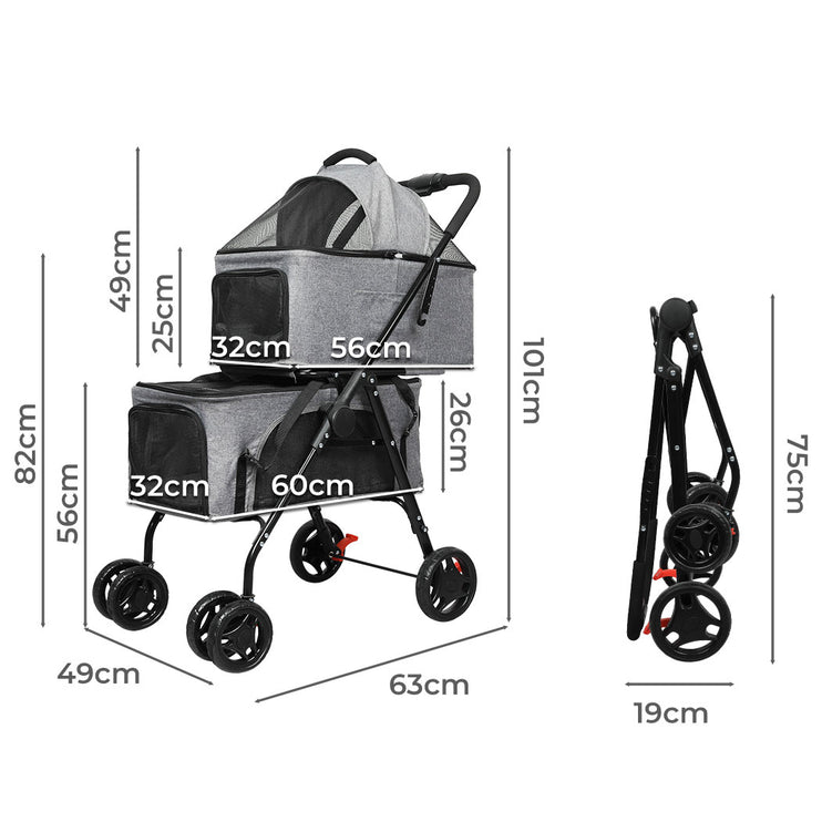 PaWz Two-tier Pet Stroller Double Dog-1973193720190865410