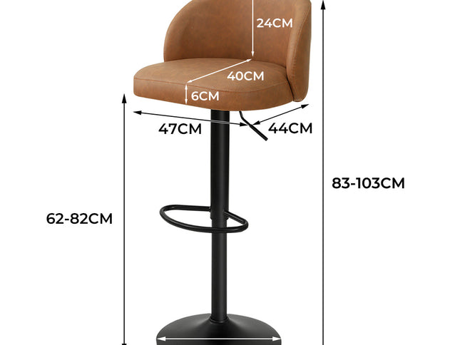 Levede 4x Bar Stool Swivel Gas Lift PU Leather Brown-2006732718741786626