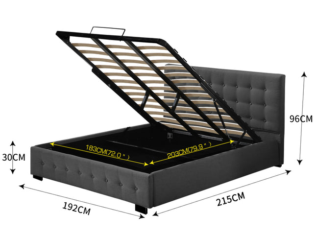 Levede Fabric Bed Frame King Tufted Dark Grey-1973194028547706882