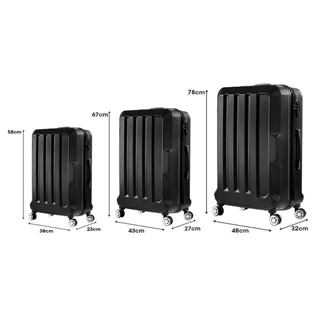 Slimbridge 20"24"28" 3PC Luggage Sets Black-1975420478185148418
