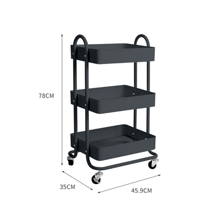 Levede 3 Tiers Kitchen Trolley Cart Grey-1973193876848119810