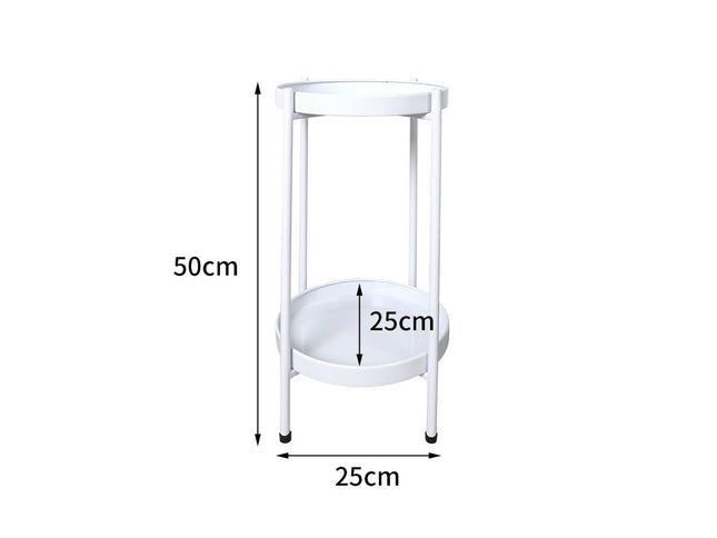 Levede 2 Tiers Plant Stand Metal Flower White Medium-1864184717172150274