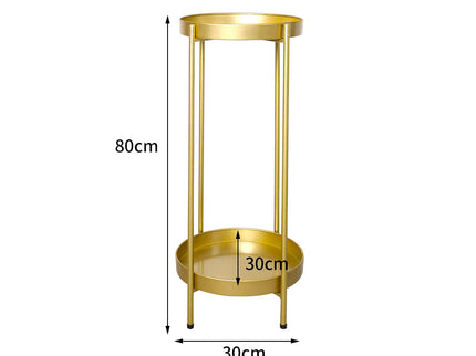 Levede 2 Tier Plant Stand Outdoor Indoor Gold Large-1864184716593336322