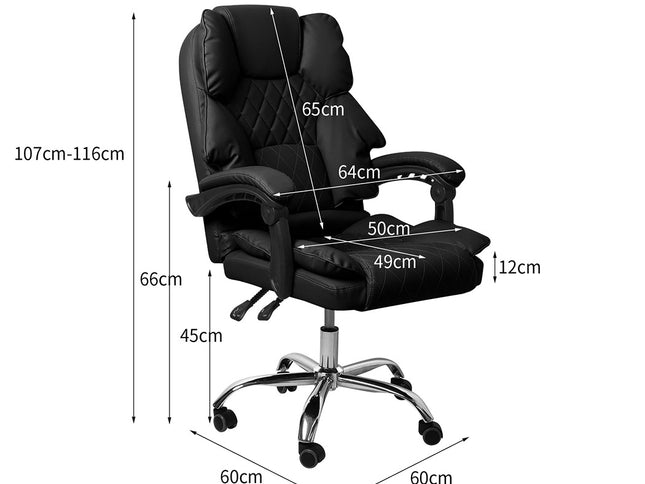 Levede Gaming Chair Office Computer Black No Footrest-1975420440373497858
