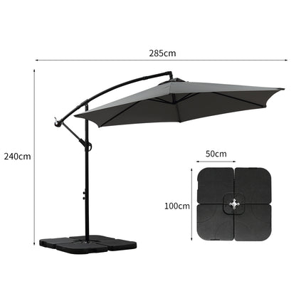 Mountview 3M Outdoor Umbrella Cantilever Grey With Base-1973193986638221314