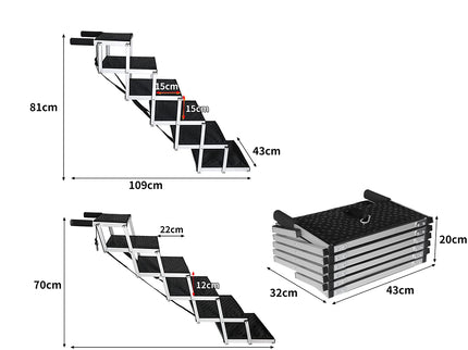 PaWz 6 Steps Dog Ramp Adjustable Height Black-1864184533121896450
