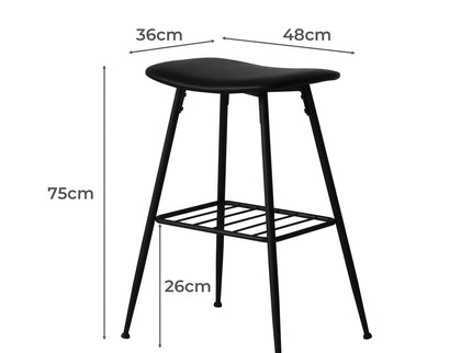 Levede 2x Bar Stools Kitchen Bar Pub Black-1919892922166284290