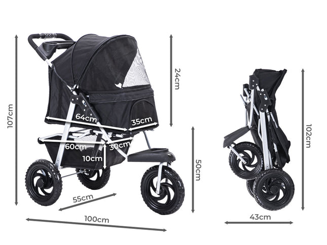 PaWz Pet Stroller Pram Dog Carrier Trailer-1973193719553331202
