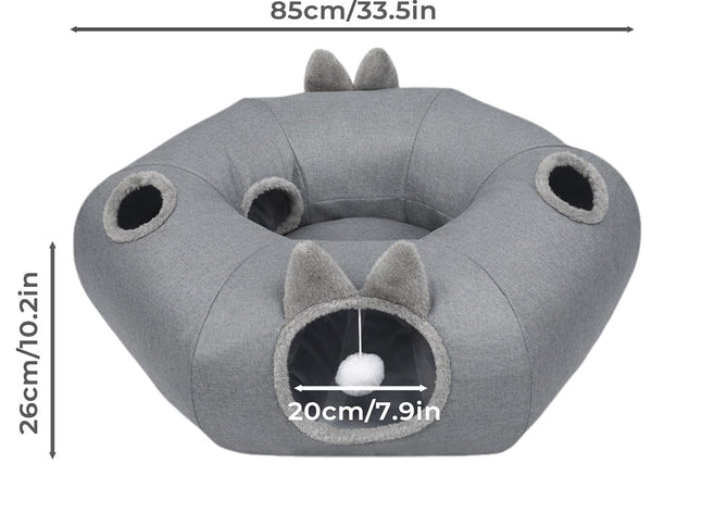 Pawz Large Cat Tunnel Bed Multi-Functional Toy Interactive Pet Playhouse Indoor-2029334096957804546