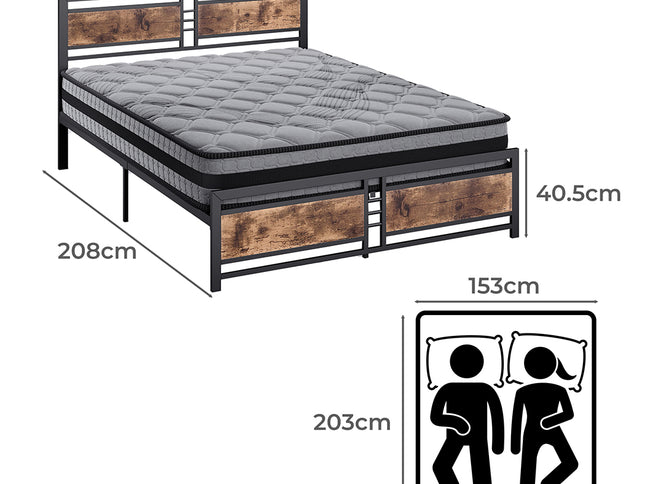 Metal Bed Frame Mattress Base Set Wood Queen-1975420522095316994