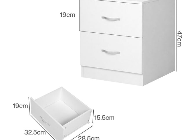 Levede Bedside Table Side Table 2 Drawers Storage Nightstand Bedroom Cabinet-2065254302913531906