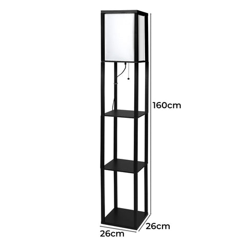 EMITTO Floor Lamp Storage Shelf LED Black-1864184393824866306