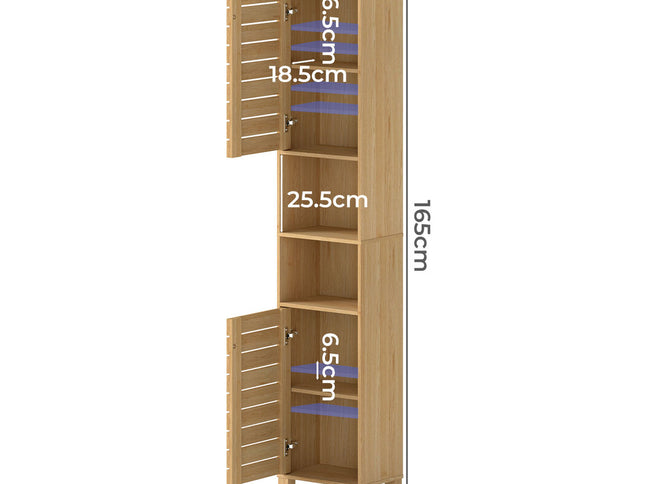 Levede Tall Bathroom Cabinet Storage 165cm Tallboy Adjustable Shelf Cupboard-2029334091303882754
