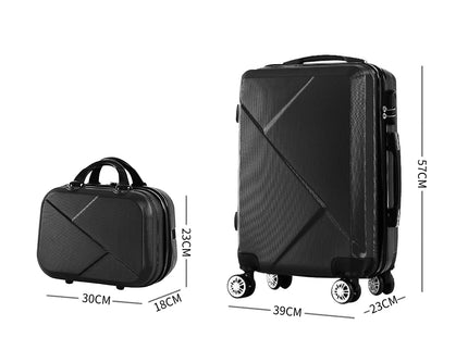 Slimbridge 2pcs 20"Travel Luggage Set Black-1864184360790528002
