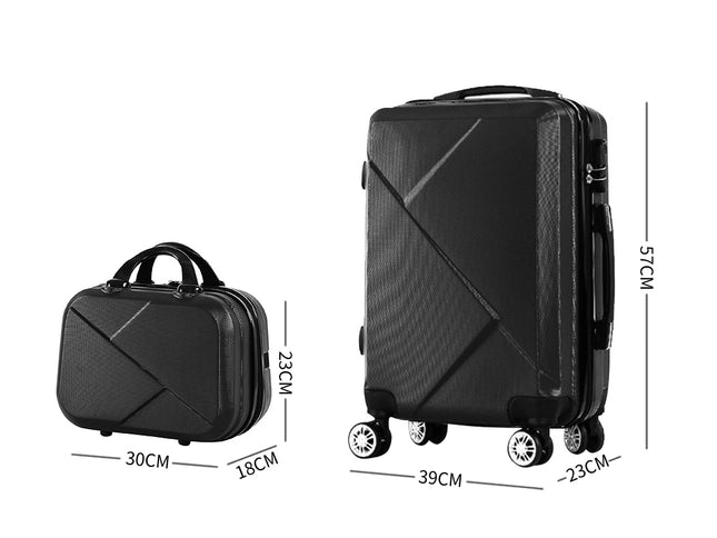 Slimbridge 2pcs 20"Travel Luggage Set Black-1864184360790528002