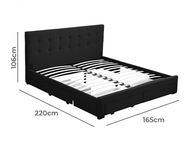 Levede Queen Bed Frame Fabric Tufted Dark Grey-1975420519935250434