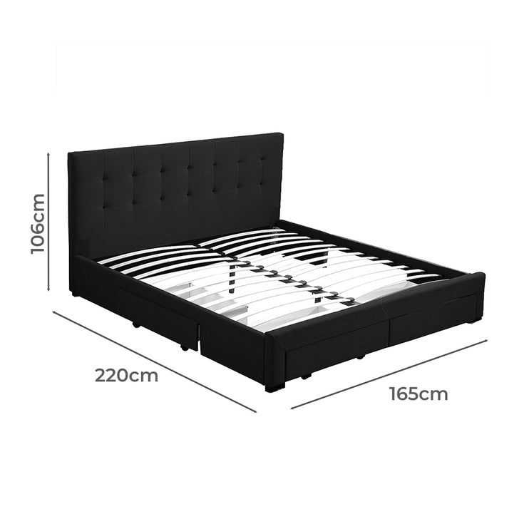 Levede Queen Bed Frame Fabric Tufted Dark Grey-1975420519935250434