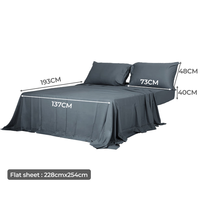 Dreamz 4pcs Double Size 100% Bamboo Bed Sheet Set in Charcoal Colour-1973194025343258626