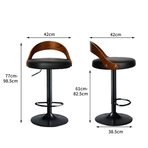 Levede 1x Kitchen Bar Stools Gas Lift Black-1910113240919183362