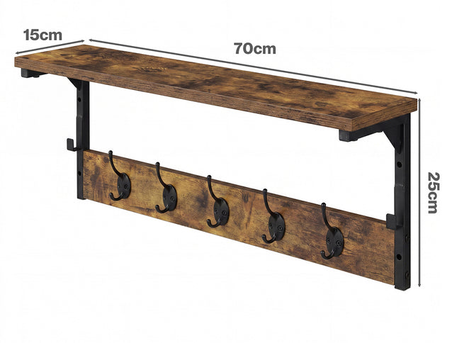 Levede Coat Rack Shelf Wall Mounted 7 Hooks Wall Floating Hat Rack Living Room-2050059009976832002