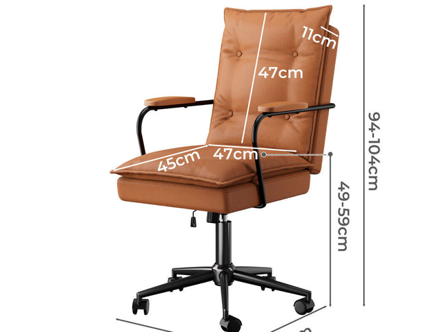 LEVEDE Ergonomic Office Chair Computer PU Brown-1973193534974595074