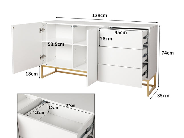 Levede Buffet Sideboard Storage Cabinet White-1975420495406960642