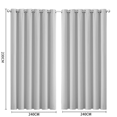 2x Blockout Curtains Panels 3 Layers Grey-1910113273399873538