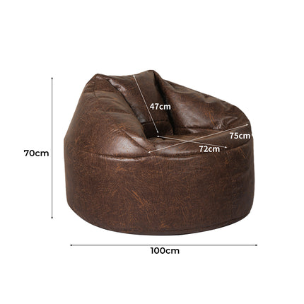 Marlow Bean Bag Chair Cover PU Couch Brown-1973194021832626178