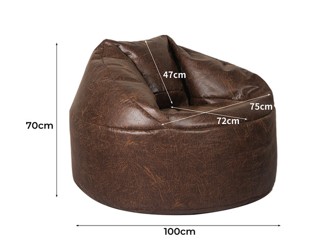 Marlow Bean Bag Chair Cover PU Couch Brown-1973194021832626178