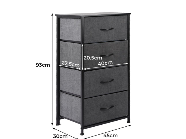 Levede Storage Cabinet Tower Chest Dark Grey-1942353397755809794
