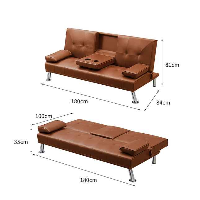 Levede Sofa Bed Adjustable Recliner Brown-1975420502369505282