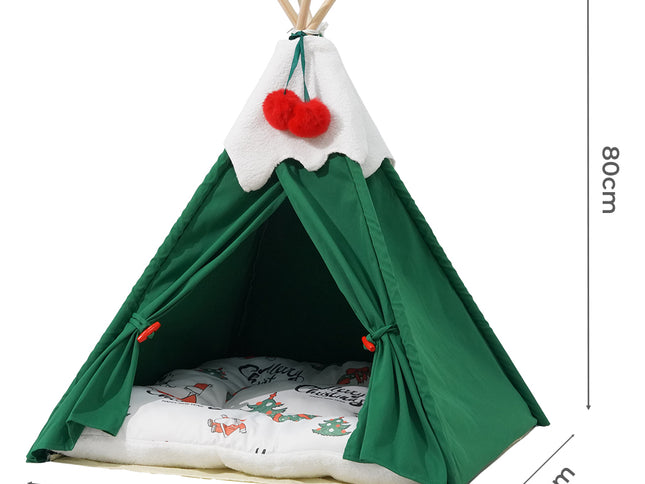 Pawz Pet Tent Dog Cat Tent Bed Washable Indoor Green-2029387296536662018