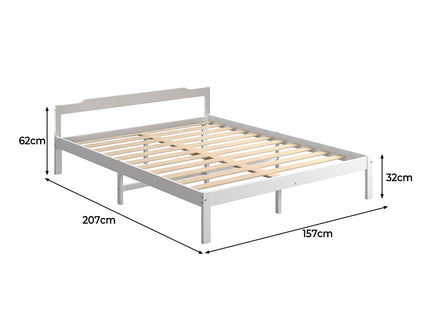 Levede Wooden Bed Frame Queen Size Mattress White-1864183193259872258