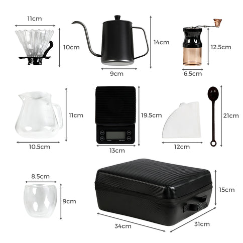 Pour Over Coffee Maker Set Dripper Pot Kettle Filter with Grinder-1864184699119865858