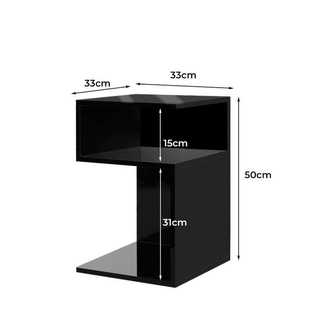 Levede 1xBedside Tables Drawers Side Black-1954802869278478338