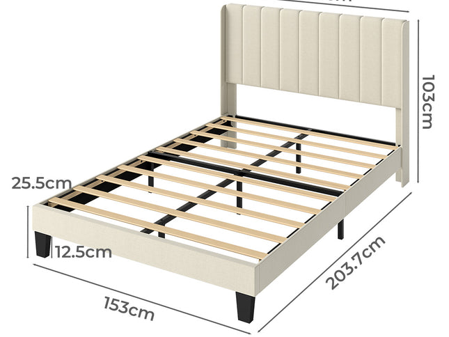 Levede Metal Wooden Bed Frame Queen Panel Plush Upholstered Mattress Platform-2065254298677284866