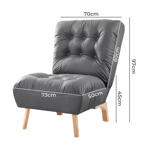 Levede Accent Chair Sofa Recliner Adjustable Grey-1910113169750233090