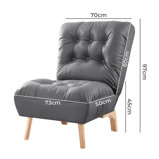 Levede Accent Chair Sofa Recliner Adjustable Grey-1910113169750233090