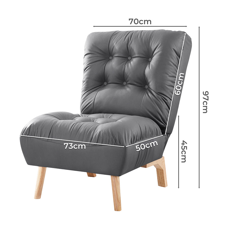 Levede Accent Chair Sofa Recliner Adjustable Grey-1910113169750233090