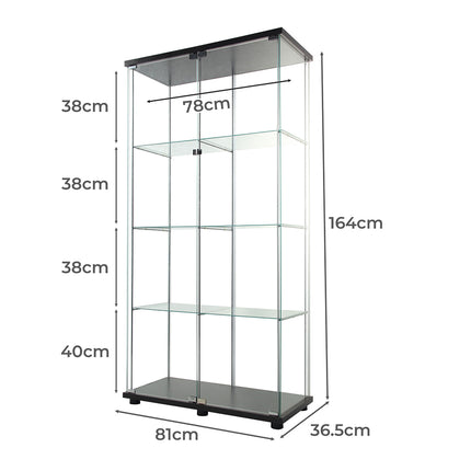 164cm Glass Display Cabinet 2 Doors-1973193801182875650