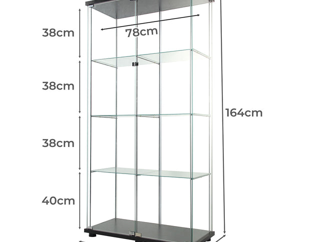 164cm Glass Display Cabinet 2 Doors-1973193801182875650