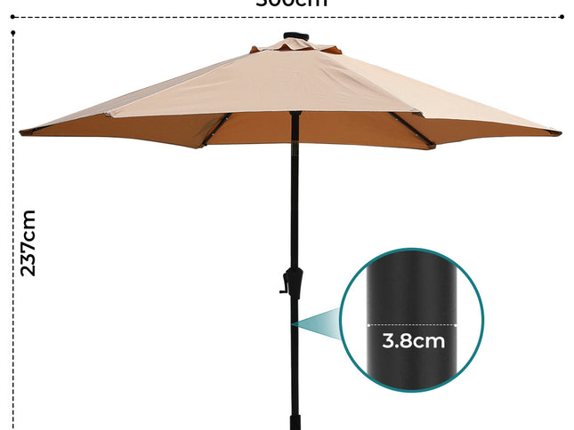 Centra 3M LED Outdoor Umbrella Base Stand Khaki-1950770002789535746