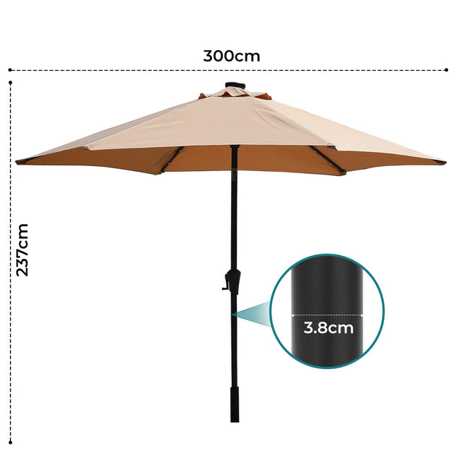 Centra 3M LED Outdoor Umbrella Base Stand Khaki-1950770002789535746