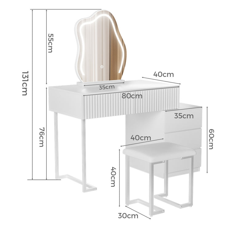 Levede Dressing Table Stool Set with Mirror Led-1973193503580229634