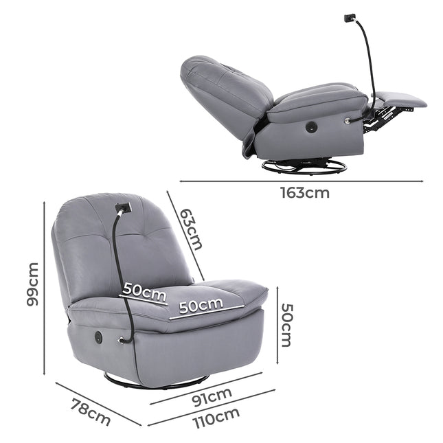 Levede Electric Chair Recliner Swivel Grey-1975420440918757378