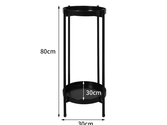 Levede 2 Tier Plant Stand Outdoor Indoor Black Large-1973193775849279490