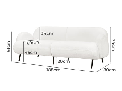 Levede Cloud Sofa 3 Seater Sherpa Fleece White-1910112206943555586