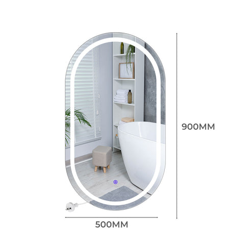 EMITTO LED Wall Mirror Oval Anti-fog 50x90cm-1910112985167302658