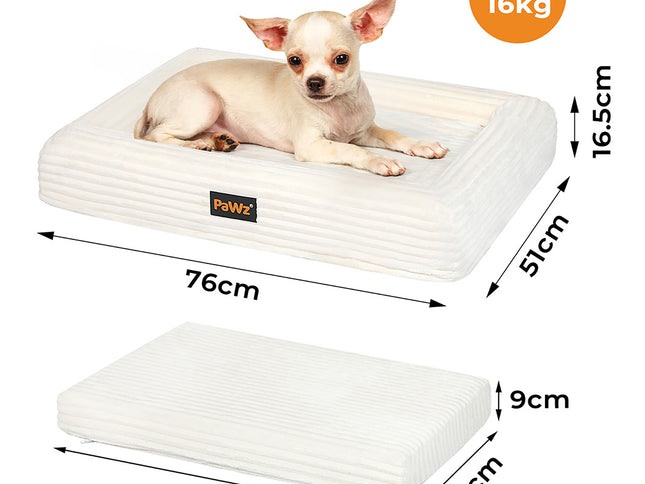 Pawz M Size Orthopedic Dog Bed with Corduroy Removable Cover Waterproof Washable Beige-1954802489291313154