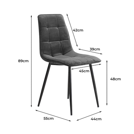 Levede 8x Dining Chairs Kitchen Velvet Grey-2006732723766562818